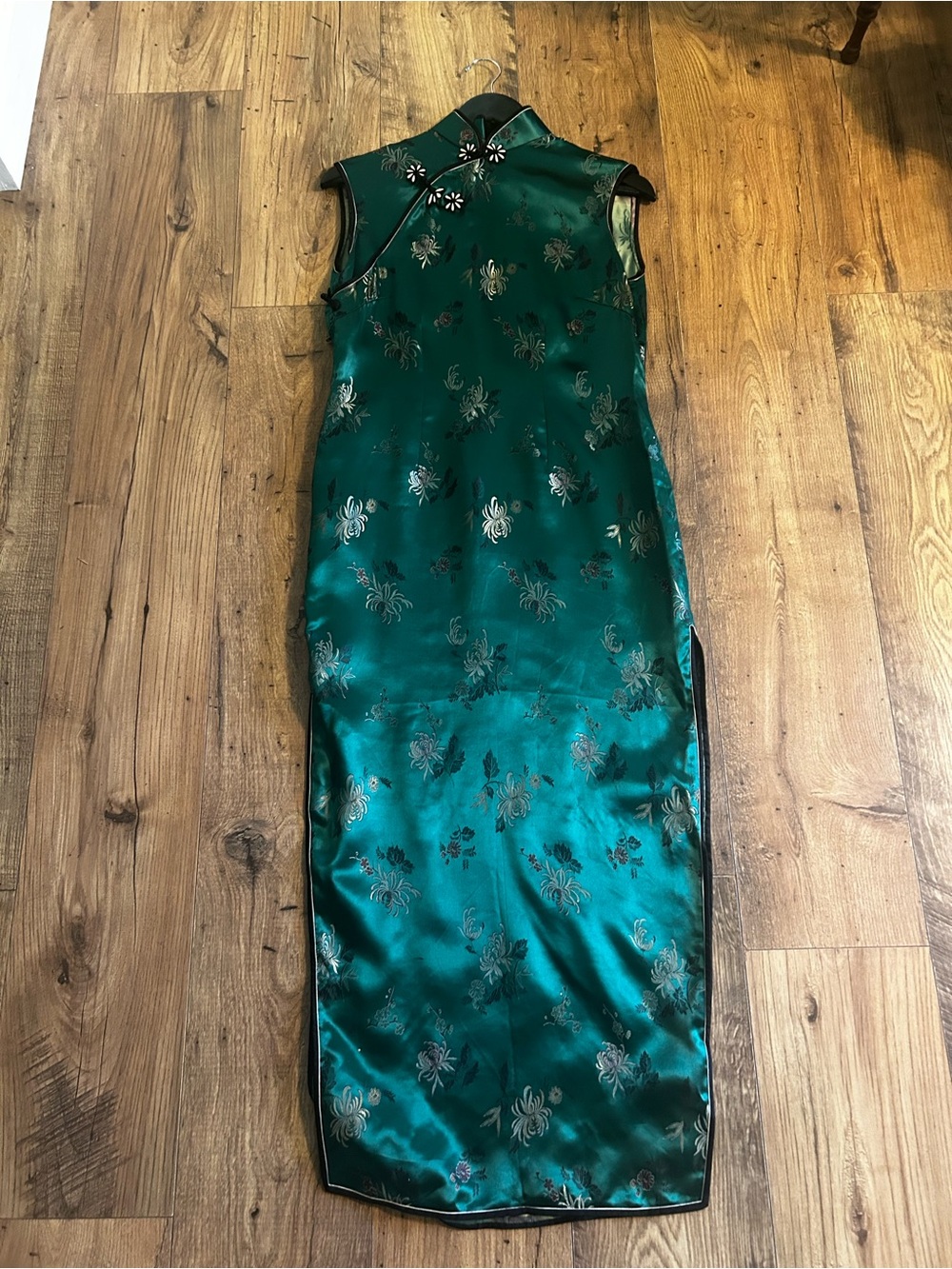 Handmade in China in 90s Chinese Style Emerald Dress approx. size medium